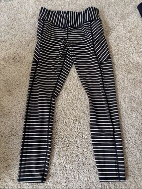 Athleta Black and White Striped Girls' Leggings